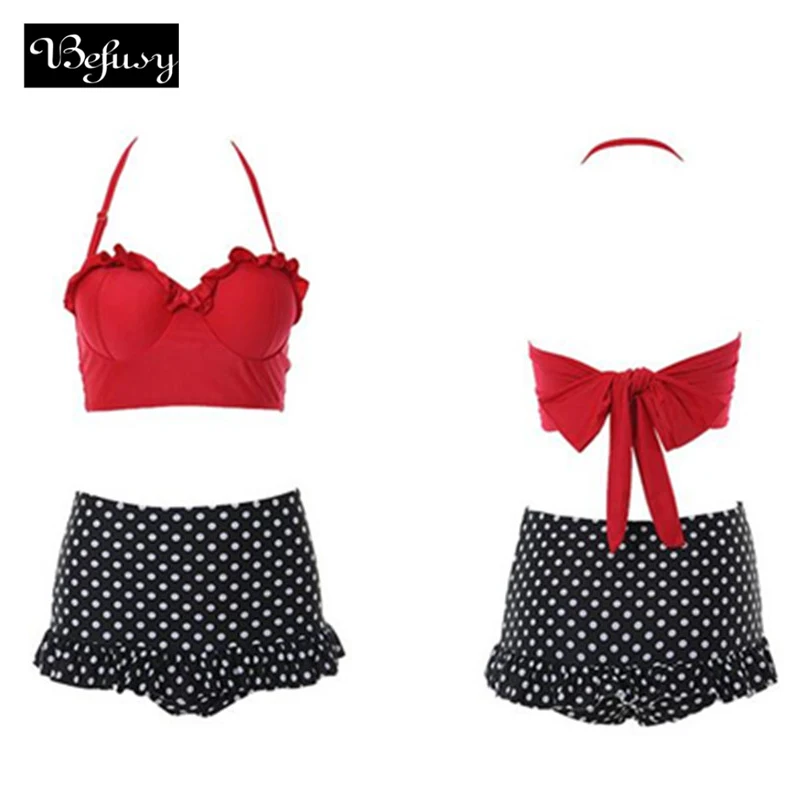 Befusy Summer Style Black Dot Sexy Push Up Bra Padded Vintage High Waist Bikini Set Bathing Suit Swimsuit Biquini M-XL Wholesale
Befusy Summer Style Black Dot Sexy Push Up Bra Padded Vintage High Waist Bikini Set Bathing Suit Swimsuit Biquini M-XL Wholesale