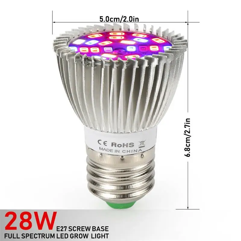 4Pieces x E27 /28W 85v-265v LED Plant Grow Light Hydroponic Full Spectrum Growing Lamp
4Pieces x E27 /28W 85v-265v LED Plant Grow Light Hydroponic Full Spectrum Growing Lamp