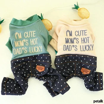 Autumn Dog Jumpsuit Denim Dots Letters Teddy Overalls for Dogs I'M CUTE Dog Cothes
Autumn Dog Jumpsuit Denim Dots Letters Teddy Overalls for Dogs I'M CUTE Dog Cothes