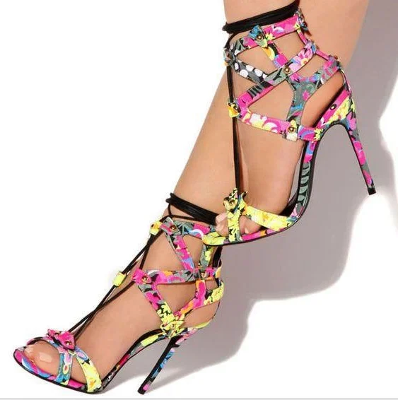 Floral Pattern High Heel Lace Up Sandals Open Toe Hollow Stiletto Sexy Shoes Woman Rome Shoes Narrow T Strap Tied Footwear
Floral Pattern High Heel Lace Up Sandals Open Toe Hollow Stiletto Sexy Shoes Woman Rome Shoes Narrow T Strap Tied Footwear