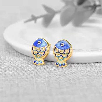 2018 NEW Real 925 Silver Fish Enamel Earring For Women Gift Animal Earrings Fine jewelry Gift mujer Bijouterie
2018 NEW Real 925 Silver Fish Enamel Earring For Women Gift Animal Earrings Fine jewelry Gift mujer Bijouterie
