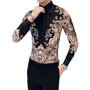 Nice New Male Autumn Personality Printing Fashion Bar Color Slim Long Sleeved High Quality Tops Hairstylist Nightclub Shirt
Nice New Male Autumn Personality Printing Fashion Bar Color Slim Long Sleeved High Quality Tops Hairstylist Nightclub Shirt