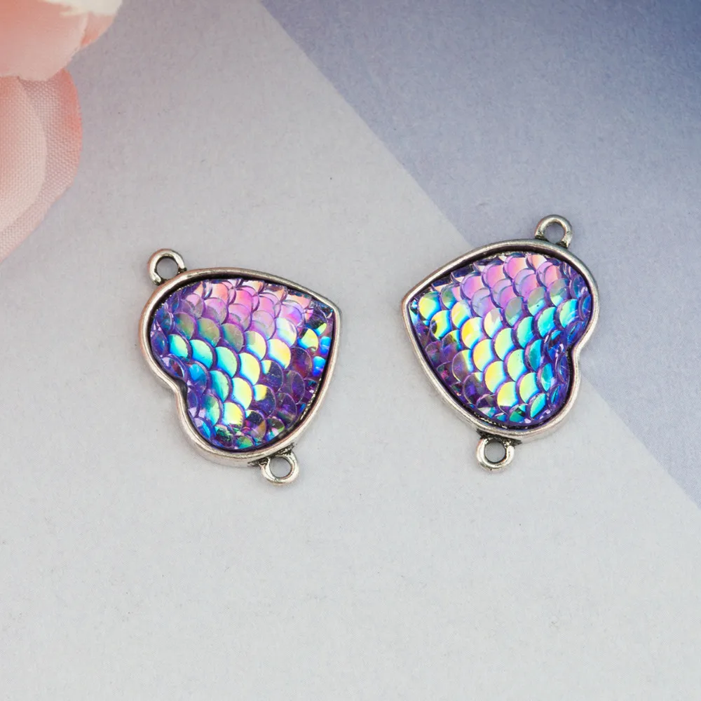 DoreenBeads Zinc Alloy Resin Mermaid Fish Dragon Scale Connectors Heart Antique Silver AB Color 24mm(1") x 17mm( 5/8"), 10 PCs
DoreenBeads Zinc Alloy Resin Mermaid Fish Dragon Scale Connectors Heart Antique Silver AB Color 24mm(1") x 17mm( 5/8"), 10 PCs