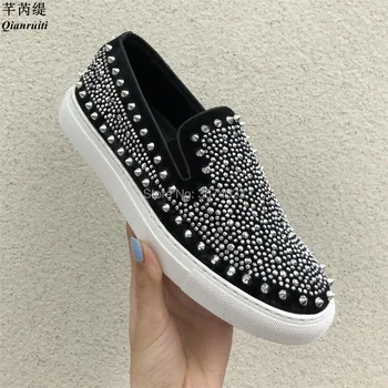Qianruiti Men Crystal Studs Loafers Diamonds Flat Shoes Silver Red Bling Sneakers Men Wedding Shoes Sapatos Masculinos
Qianruiti Men Crystal Studs Loafers Diamonds Flat Shoes Silver Red Bling Sneakers Men Wedding Shoes Sapatos Masculinos