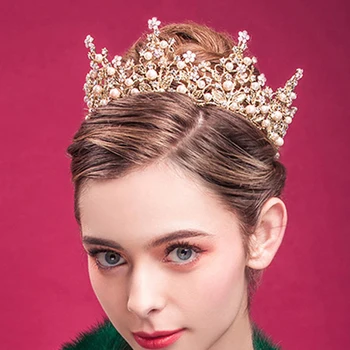 Baroque Vintage Rhinestone Hair Accessories Pageant Wedding Round Big Tiara Full Circle Pink Pearl Bridal Prom Crown For Bride
Baroque Vintage Rhinestone Hair Accessories Pageant Wedding Round Big Tiara Full Circle Pink Pearl Bridal Prom Crown For Bride