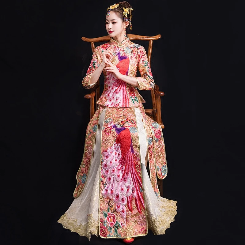 Свадебные платья Китай 2019 уникальное платье невесты наряды традиционное