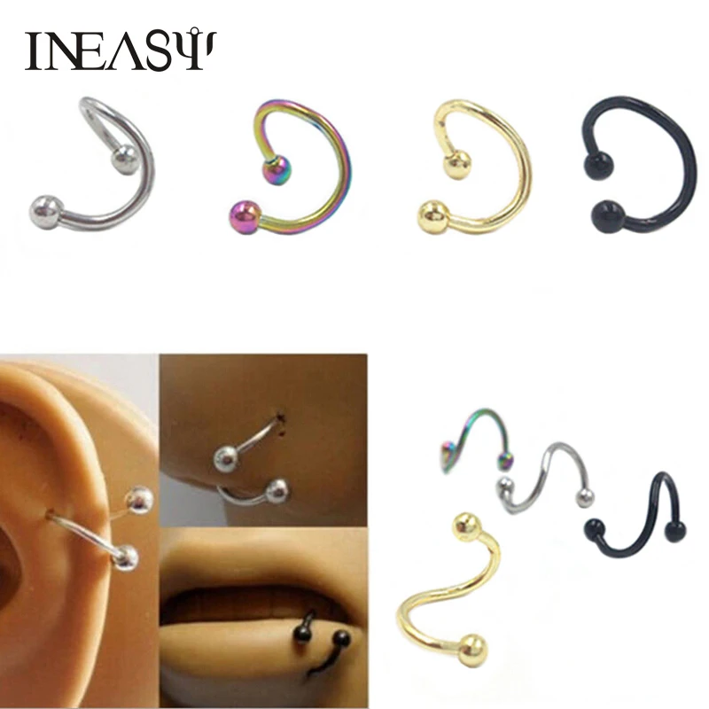 2Pcs Nose Piercing Stainless Steel Spiral Fashion Pircing Earring Stud Fake Septum Nose Ring Piercing For Women Men Body Jewelry
2Pcs Nose Piercing Stainless Steel Spiral Fashion Pircing Earring Stud Fake Septum Nose Ring Piercing For Women Men Body Jewelry