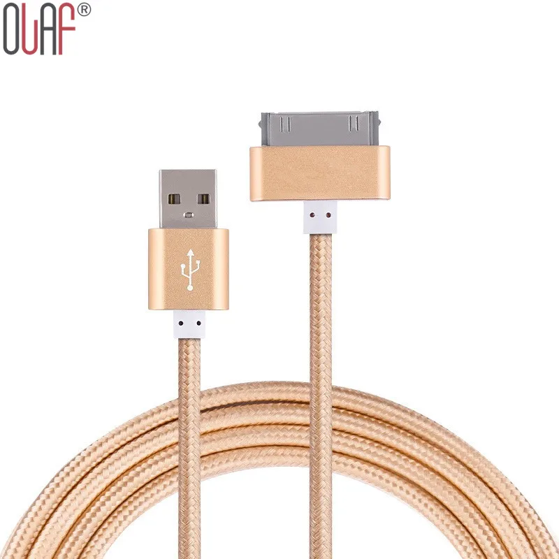 Original 1m USB Metal Nylon Braided Sync Data Charging Charger Cable for iphone 4 4s iPad 2 3 iPod 