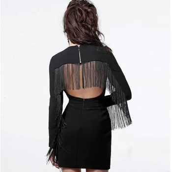 Sexy Tassel Sleeve Hollow Out Black Party Dress O Neck Backless Night Club Mini Dress Open Back Dress
Sexy Tassel Sleeve Hollow Out Black Party Dress O Neck Backless Night Club Mini Dress Open Back Dress