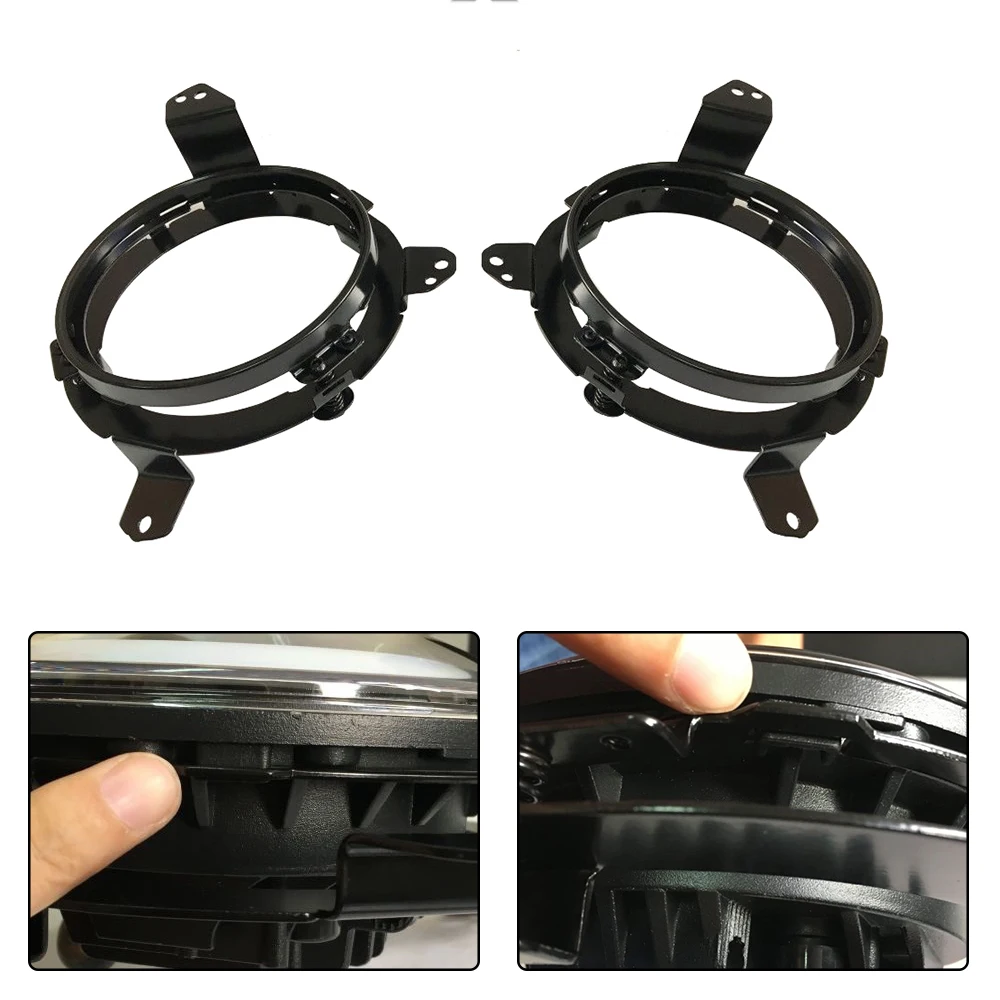 Black 7 Inch Round LED Headlight Mounting Bracket Trim Ring 7 Auto Car Accessories for Jeep Wrangler JL 2018 (3)