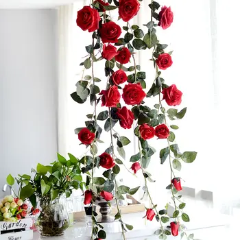 1.8m Artificial Rose Flower Fake Hanging Decorative Roses Vine Plants Leaves Artificials Garland Flowers Wedding Wall Decoration
1.8m Artificial Rose Flower Fake Hanging Decorative Roses Vine Plants Leaves Artificials Garland Flowers Wedding Wall Decoration