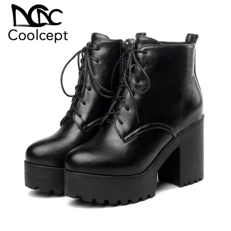 Coolcept Women High Heels Ankle Boots Brand Fashion Zipper Casual Platform Shoes For Women Cross Strap Short Boots Size 33-44
Coolcept Women High Heels Ankle Boots Brand Fashion Zipper Casual Platform Shoes For Women Cross Strap Short Boots Size 33-44