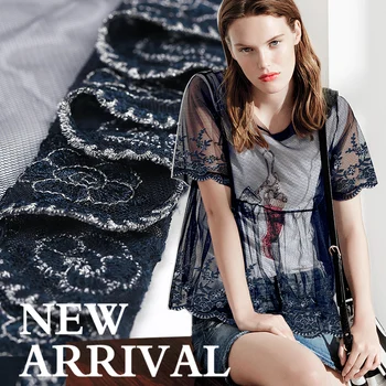 Dark blue embroidered lace mesh fabric breathable summer wedding lace fabric wholesale high quality lace cloth
Dark blue embroidered lace mesh fabric breathable summer wedding lace fabric wholesale high quality lace cloth