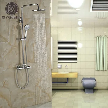 Polished Chrome Thermostatic Shower Faucet Set Wall Mounted Anti-scald Rainfall Shower Mixer Taps with Handshower
Polished Chrome Thermostatic Shower Faucet Set Wall Mounted Anti-scald Rainfall Shower Mixer Taps with Handshower