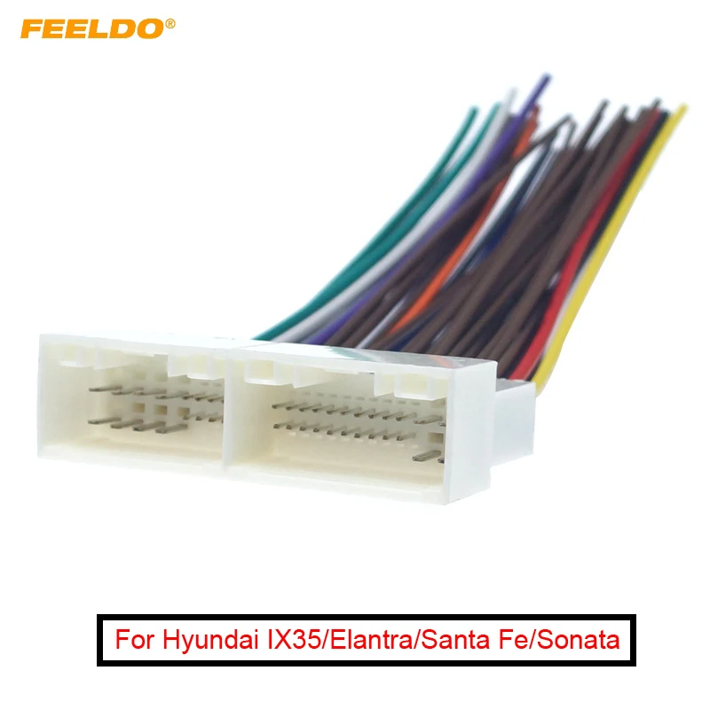 

FEELDO 1Pc Car Radio Audio 42Pin Wiring Harness Adapter For Hyundai IX35/Elantra/Santa Fe/Sonata CD/DVD Stereo Installation