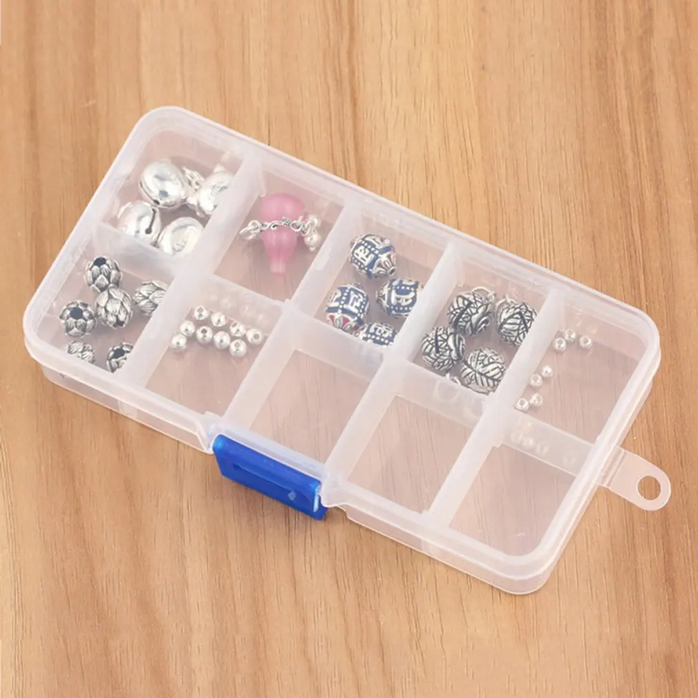 10 Slots Plastic Jewelry Storage Box Case Craft Organizer Beads Home Bedroom Square Type | Дом и сад