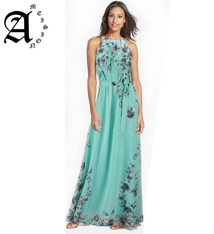 Ameision Women summer dress Floral print halter chiffon Sexy split beach long dress Bohemia vestidos size S-6XL Cloth belt
Ameision Women summer dress Floral print halter chiffon Sexy split beach long dress Bohemia vestidos size S-6XL Cloth belt