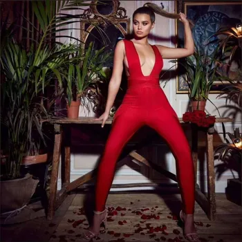 Top Quality Sexy Low bosom V-Neck Bodycon Celebrity Elegant Night Club Fashion Women Rayon Party Bandage Jumpsuits
Top Quality Sexy Low bosom V-Neck Bodycon Celebrity Elegant Night Club Fashion Women Rayon Party Bandage Jumpsuits