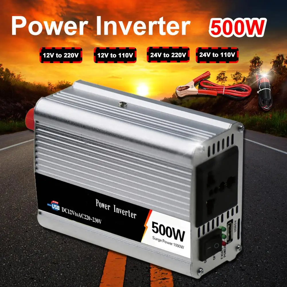 500W DC 12V/24V to AC 110V/220V USB Modified Sine Wave Car Inverter Converter Set
500W DC 12V/24V to AC 110V/220V USB Modified Sine Wave Car Inverter Converter Set