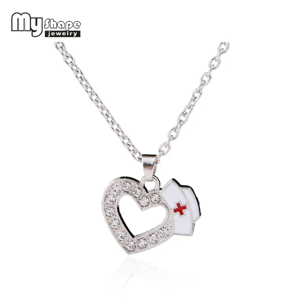My Shape Nurse Cap Charms Crystal Stones Love Heart Pendant Necklaces Metal Medical Sign White Enamel Red Cross Jewelry Gifts
My Shape Nurse Cap Charms Crystal Stones Love Heart Pendant Necklaces Metal Medical Sign White Enamel Red Cross Jewelry Gifts