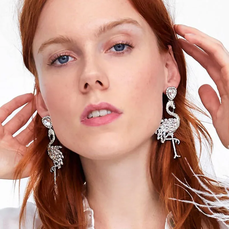 Pomlee New Fashion Silver Flamingo ZA Earrings Women Shiny Animal Pendants Wedding Drop Earring Wholesale Party Gifts New Design
Pomlee New Fashion Silver Flamingo ZA Earrings Women Shiny Animal Pendants Wedding Drop Earring Wholesale Party Gifts New Design
