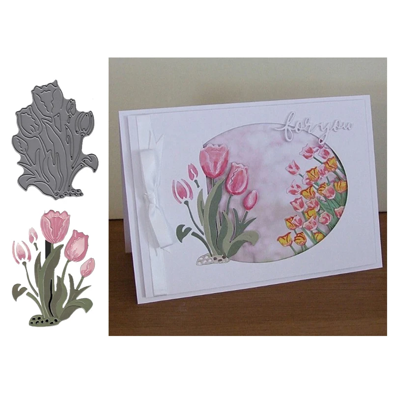 

Tulip Flower Metal Cutting Dies Stencils for DIY Scrapbooking Album Stamp Card Embossing New 2019 Die Cut