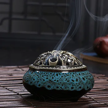 New 5 Color Home Decor Celadon Stripe Copper Cover retro Buddha Censer Creative Backflow Incense Burner Home Ceramic Decoration
New 5 Color Home Decor Celadon Stripe Copper Cover retro Buddha Censer Creative Backflow Incense Burner Home Ceramic Decoration
