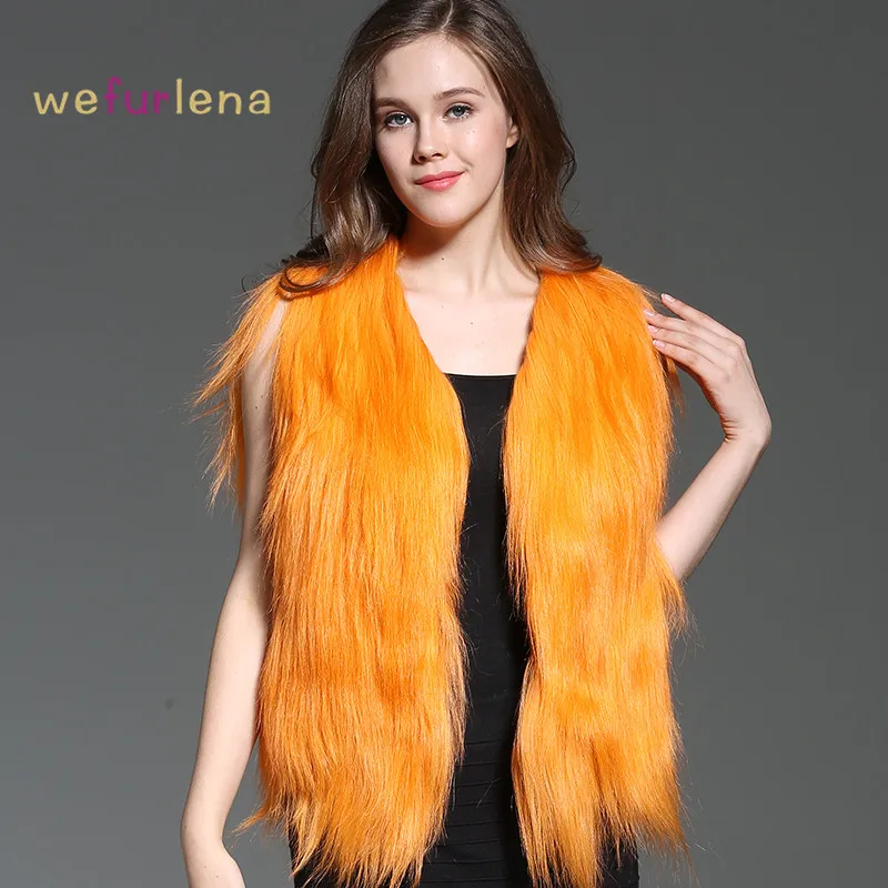 

Welfurlena Women Fur Vest Real Full Pelt Yellow 2018 New Genuine Mongolia Sheep Slim Fur Jacket Spring Waistcoats Plus Size