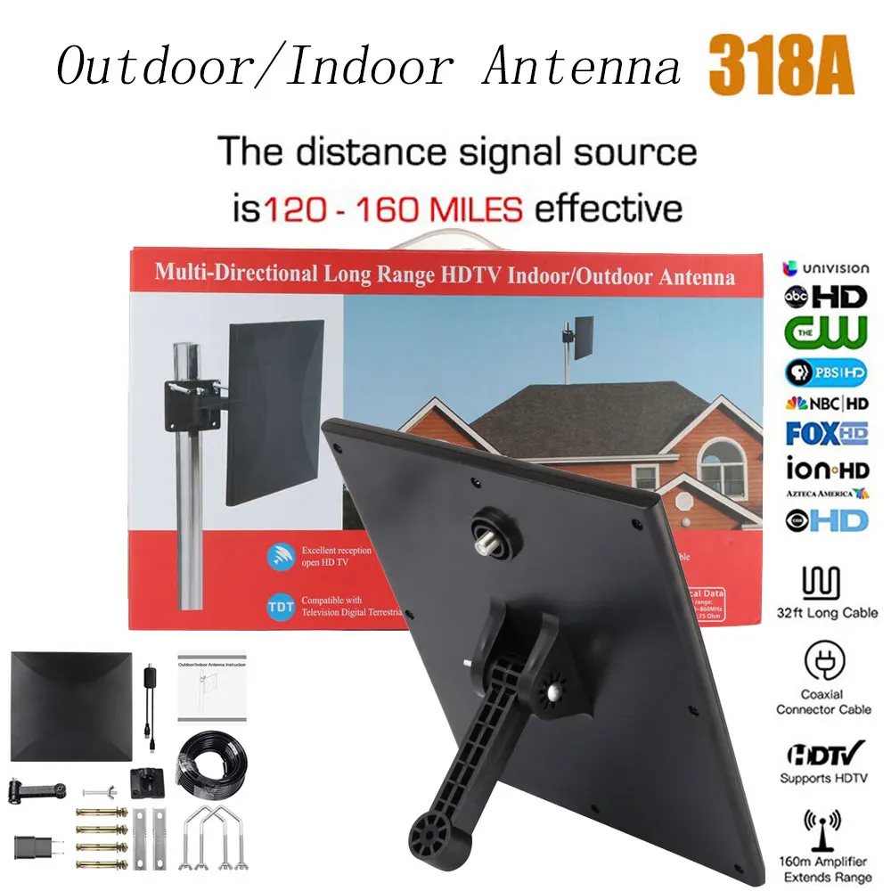 318A 160 Miles Outdoor and Indoor 360 Degree Reception Amplified TV Antenna Upgrade Omni Directional HDTV Antenna For FM/VHF/UHF 
318A 160 Miles Outdoor and Indoor 360 Degree Reception Amplified TV Antenna Upgrade Omni Directional HDTV Antenna For FM/VHF/UHF