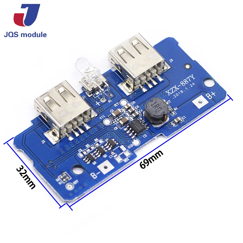 5V 2A Power Bank Charger Module Charging Circuit Board Step Up Boost Power Supply Module 2A Dual USB Output 1A Input
5V 2A Power Bank Charger Module Charging Circuit Board Step Up Boost Power Supply Module 2A Dual USB Output 1A Input