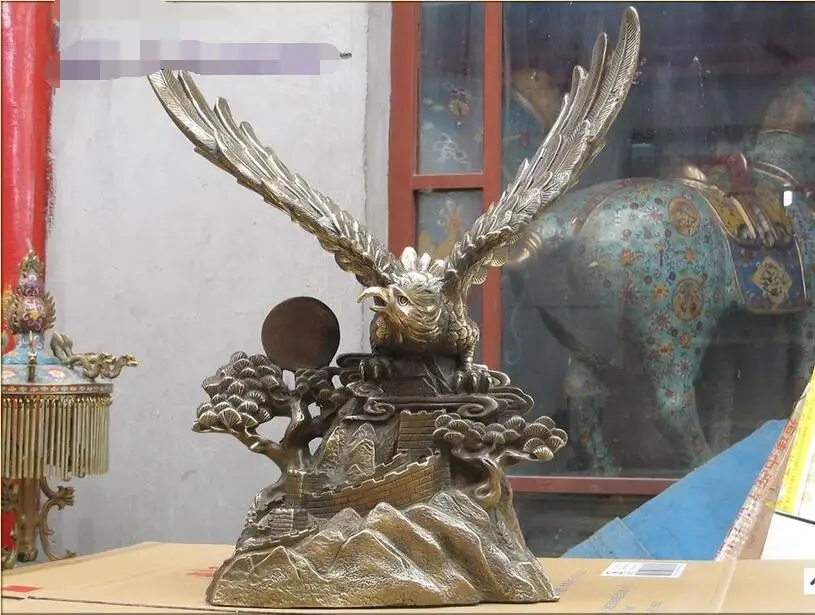 21"large bronze feng shui Land of the condors eagle & hawk on Great Wall & tree
21"large bronze feng shui Land of the condors eagle & hawk on Great Wall & tree