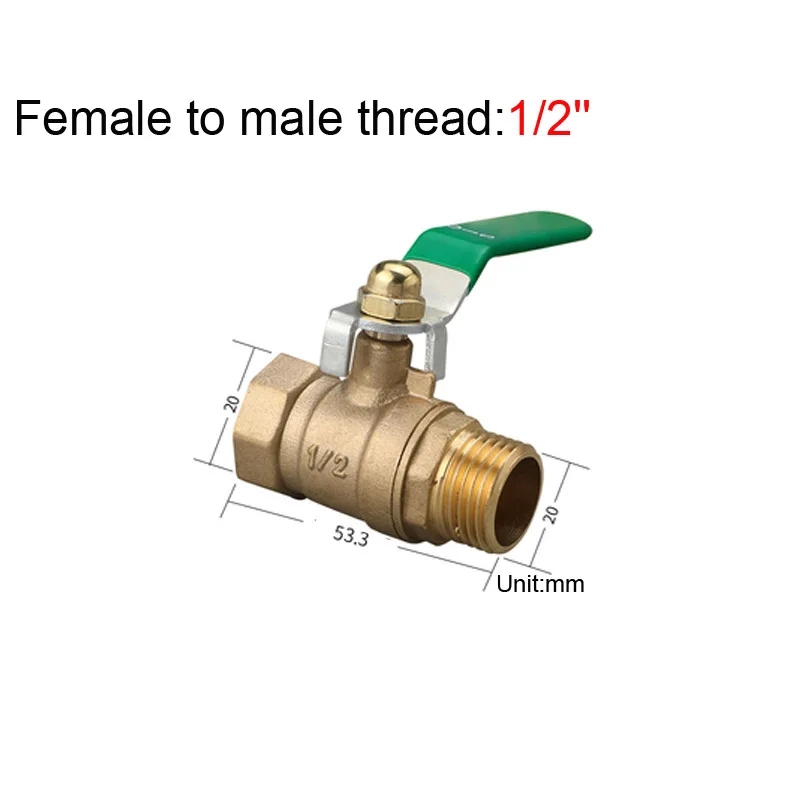 1/2" Female To Male Brass Thicken Ball Valve With Green Handle For Water Oil Air Gas Fuel Line Shutoff Pipe Fittings
1/2" Female To Male Brass Thicken Ball Valve With Green Handle For Water Oil Air Gas Fuel Line Shutoff Pipe Fittings