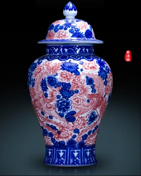 Jingdezhen Ceramics Antique Blue And White Glaze Red dragon pattern Chinese Living Room Vestibule Decorative Vase collection
Jingdezhen Ceramics Antique Blue And White Glaze Red dragon pattern Chinese Living Room Vestibule Decorative Vase collection