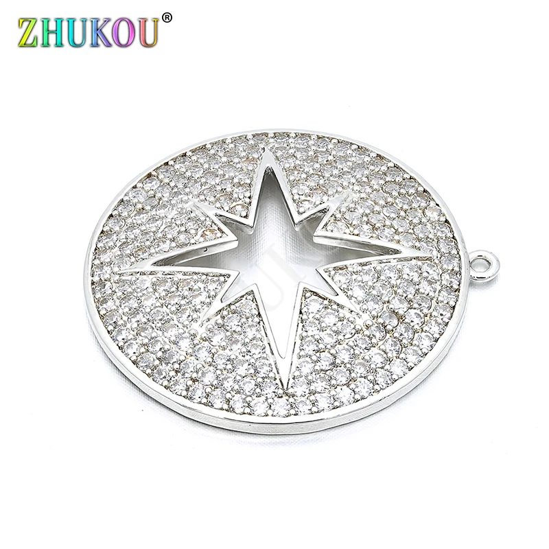 30mm Brass Cubic Zirconia Round Circle With Inside Star Charms Pendants DIY Jewelry Bracelet Necklace Making, Model: VD77
30mm Brass Cubic Zirconia Round Circle With Inside Star Charms Pendants DIY Jewelry Bracelet Necklace Making, Model: VD77