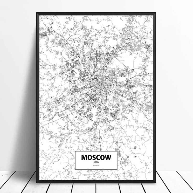 Moscow, Russia Black White Custom World City Map Poster Canvas Print Nordic Style Wall Art Home Decor
Moscow, Russia Black White Custom World City Map Poster Canvas Print Nordic Style Wall Art Home Decor