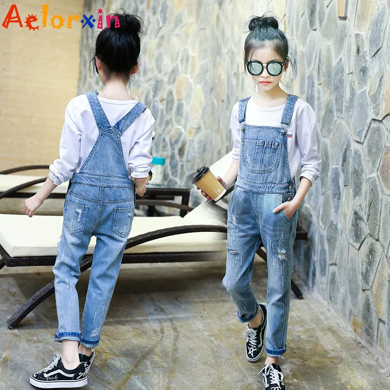 Denim Overalls for Girls Jeans Pants Children Clothes Spring Autumn Girls Jumpsuit Kids Trousers for Girls 2 4 6 8 9 10 12 Years