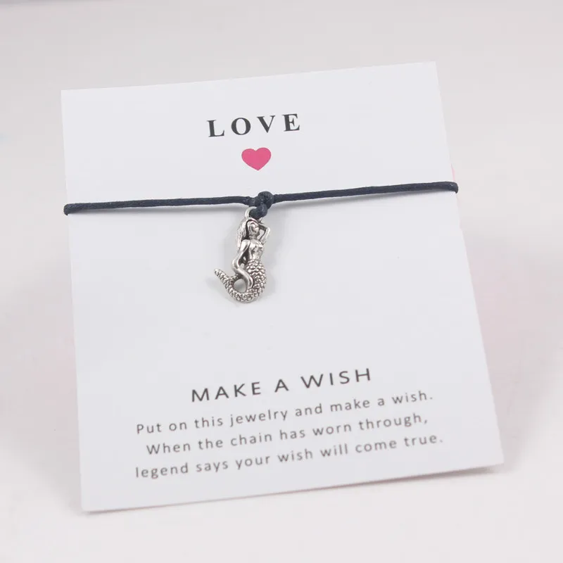 Mermaid Pendant Bracelet Wish Card Women Jewelry Girl Mother Friend Men Birthday Gift Rope Handmade Bracelets Drop Shipping
Mermaid Pendant Bracelet Wish Card Women Jewelry Girl Mother Friend Men Birthday Gift Rope Handmade Bracelets Drop Shipping