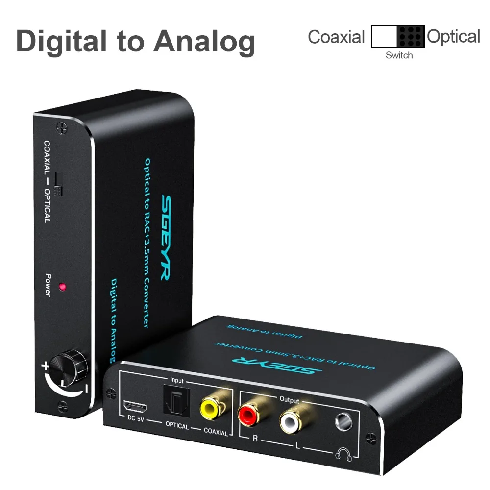 DAC Digital To Analog Audio Converter Optical Coaxial Toslink To Analog RCA 3.5mm Jack Adapter With Volume Control
DAC Digital To Analog Audio Converter Optical Coaxial Toslink To Analog RCA 3.5mm Jack Adapter With Volume Control