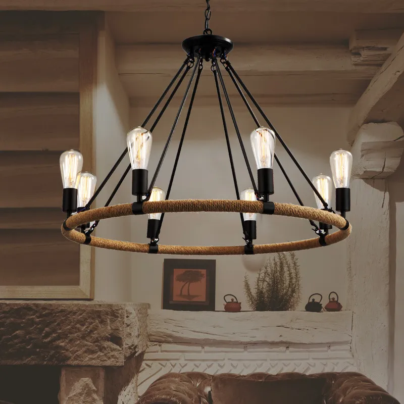 Modern Nordic 8*E27 Creative Retro Wrought Iron Pendant light fixture Loft Hemp Rope Bar Castle Restaurant Pendant Lamp
Modern Nordic 8*E27 Creative Retro Wrought Iron Pendant light fixture Loft Hemp Rope Bar Castle Restaurant Pendant Lamp