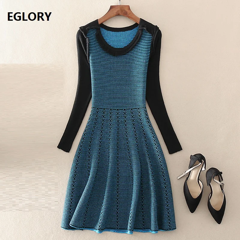 Knitted Dress 2019 Spring Autumn Long Sweater Dress Women O-Neck Black Sleeve Patchwork Blue Knitting Sweater Vestidos Casual
Knitted Dress 2019 Spring Autumn Long Sweater Dress Women O-Neck Black Sleeve Patchwork Blue Knitting Sweater Vestidos Casual