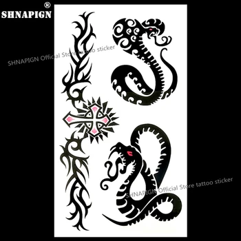 SHNAPIGN Black Cobra Cross Temporary Tattoo Body Art Arm Flash Tattoo Stickers 17*10cm Waterproof Fake Henna Painless Sticker
SHNAPIGN Black Cobra Cross Temporary Tattoo Body Art Arm Flash Tattoo Stickers 17*10cm Waterproof Fake Henna Painless Sticker