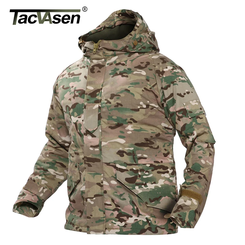 

TACVASEN Army Camouflage Jacket Military Hooded Tactical Jacket Men's Windbreaker Winter Thermal Fleece Jacket Coat TD-WHCM-008