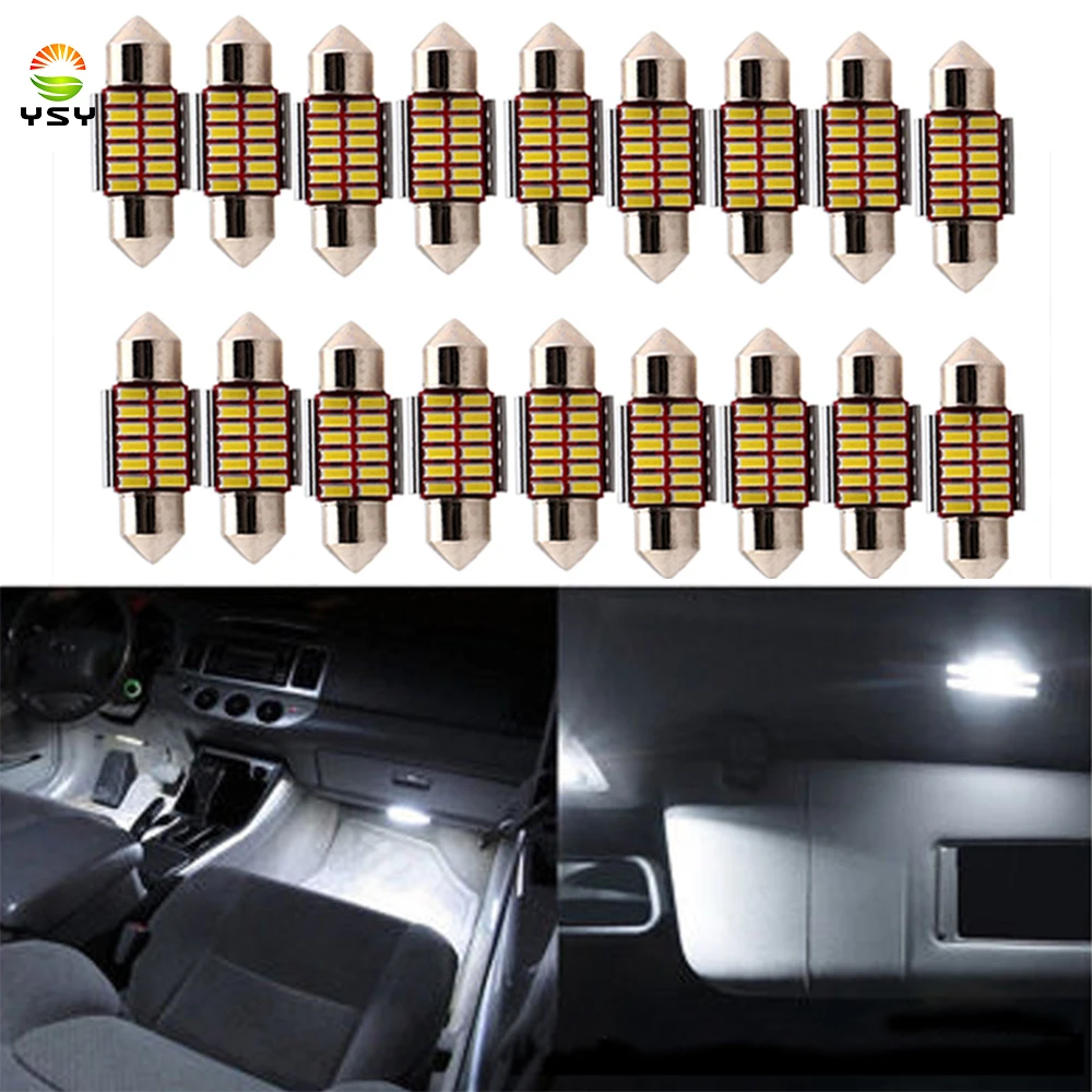 YSY 31mm/36mm/39mm/41mm 12SMD 4014 Wedge LED Bulb C10W C5W Festoon Canbus Error Free Mirror Dome Reading Door Number Lamp White
YSY 31mm/36mm/39mm/41mm 12SMD 4014 Wedge LED Bulb C10W C5W Festoon Canbus Error Free Mirror Dome Reading Door Number Lamp White