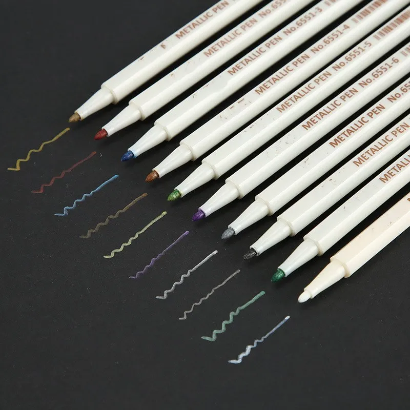 10 pcs/lot Metallic Colored Ink Water Chalk Pen Art Marker for Scrapbook Photo Album Drawing Watercolor Gel Pens Stationery
10 pcs/lot Metallic Colored Ink Water Chalk Pen Art Marker for Scrapbook Photo Album Drawing Watercolor Gel Pens Stationery