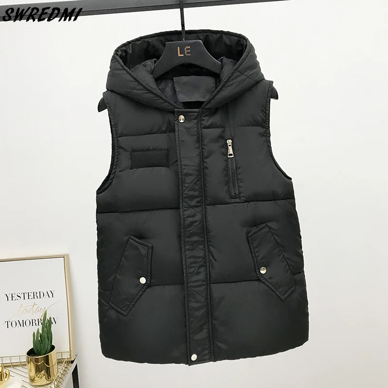 SWREDMI Autumn And Winter Women's Vest 2019 New Loose Casual Down Cotton Vest Hooded Regular Waistcoat Hooded Sleeveless Jacket
SWREDMI Autumn And Winter Women's Vest 2019 New Loose Casual Down Cotton Vest Hooded Regular Waistcoat Hooded Sleeveless Jacket