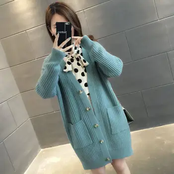 2019 Autumn Winter Women Single Breasted Knitted Long Cardigan Sweater Coat With Pockets Female Tricot Open Stitch Knitwear K35
2019 Autumn Winter Women Single Breasted Knitted Long Cardigan Sweater Coat With Pockets Female Tricot Open Stitch Knitwear K35