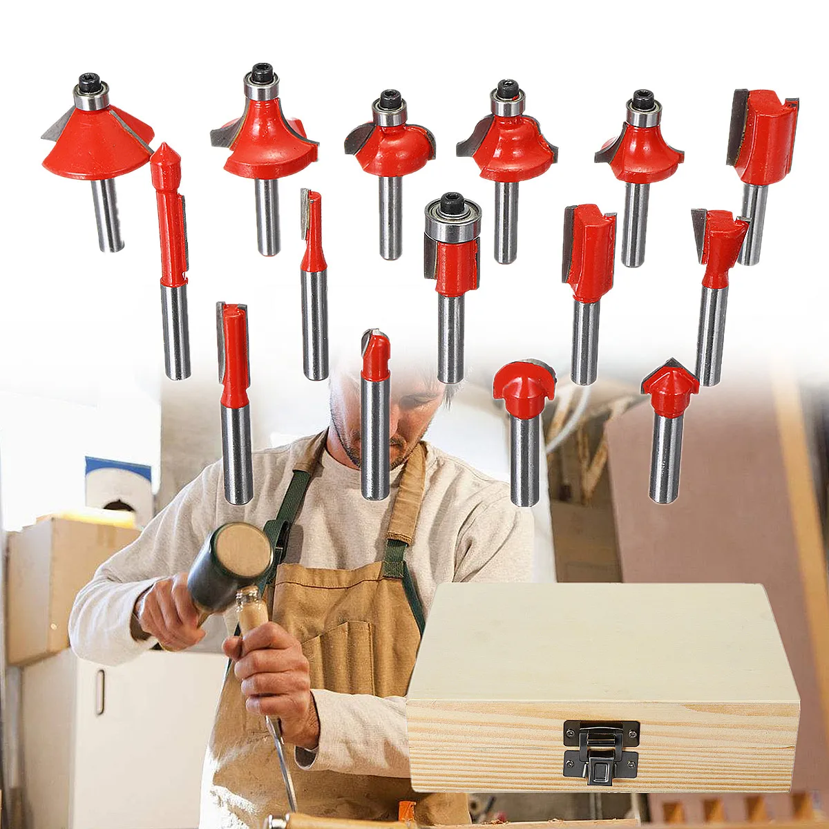 15Pcs 1/4" Shank Tungsten Carbide Hand Trim Router Bit Set 173x123x48mm Wood Milling Cutter Machine Tools & Accessories
15Pcs 1/4" Shank Tungsten Carbide Hand Trim Router Bit Set 173x123x48mm Wood Milling Cutter Machine Tools & Accessories