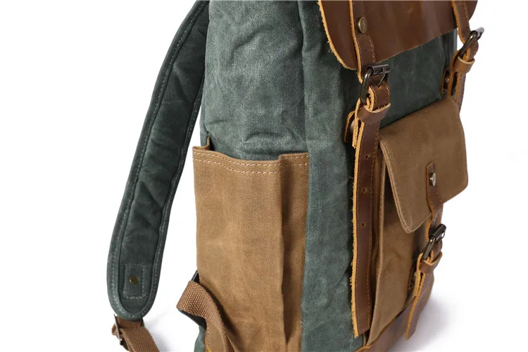 Men Backpack Waterproof Computer Laptop Bag Vintage Canvas Large Capacity Travel Backpacks Leather Military Male Backpack School Men Backpack Waterproof Computer Laptop Bag Vintage Canvas Large Capacity Travel Backpacks Leather Military Male Backpack School