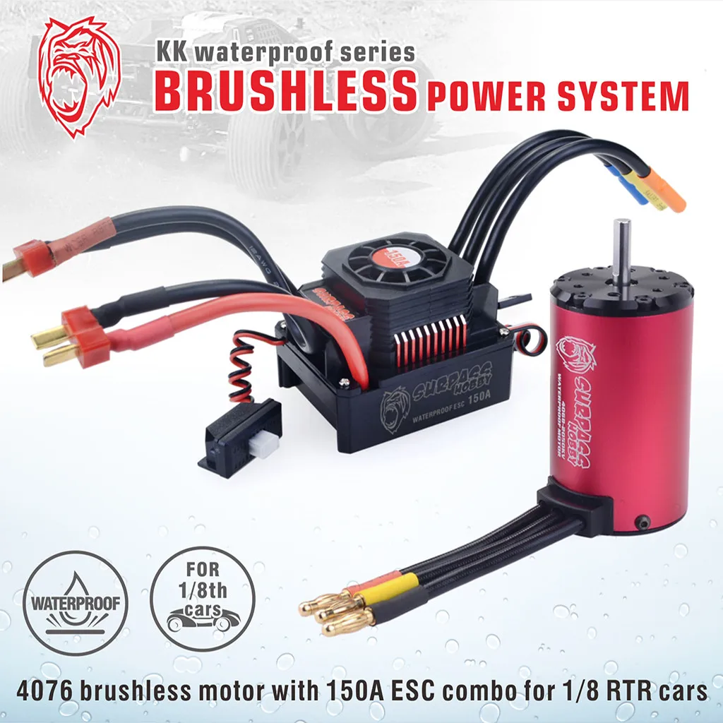 Waterproof Combo 4076 2000KV Brushless Motor w/150A ESC For 1/8 RC Racing Car #3
Waterproof Combo 4076 2000KV Brushless Motor w/150A ESC For 1/8 RC Racing Car #3