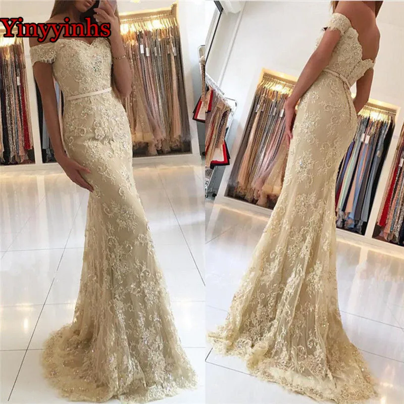 Backless Champagne Long Party Dress Sweetheart Off The Shoulder Floor Length Lace Bridesmaid Dress Mermaid Prom Gowns YY127
Backless Champagne Long Party Dress Sweetheart Off The Shoulder Floor Length Lace Bridesmaid Dress Mermaid Prom Gowns YY127